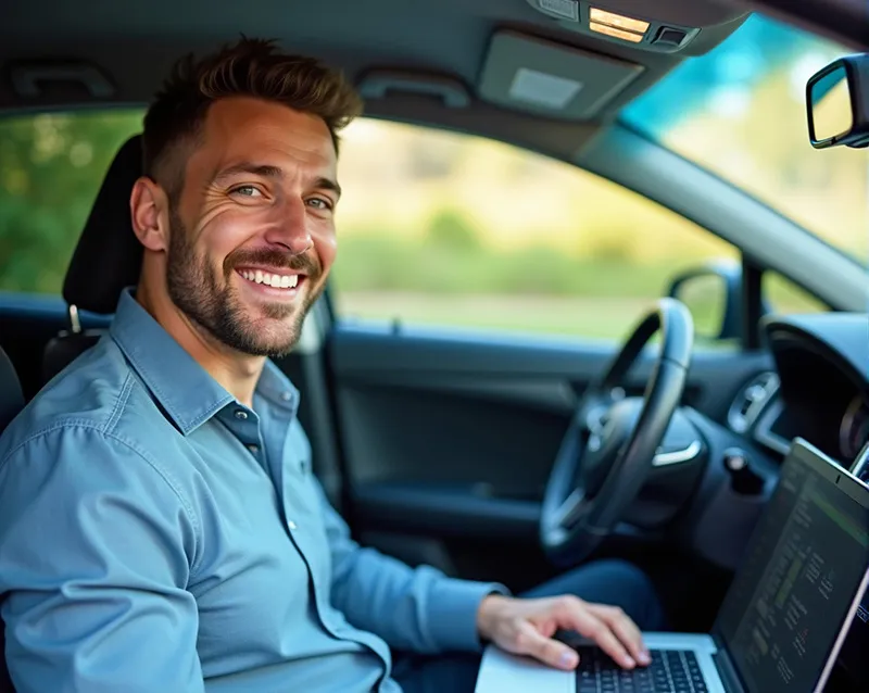 Usměvavý pán v procesu kódování BMW vozu